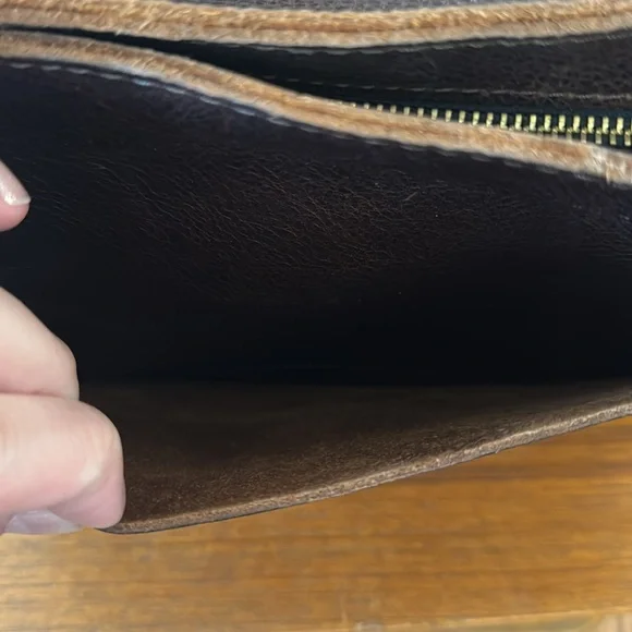 Portland Leather Goods Triangle Bag with matching crossbody strap, Cold Brew EUC - Picture 4 of 9